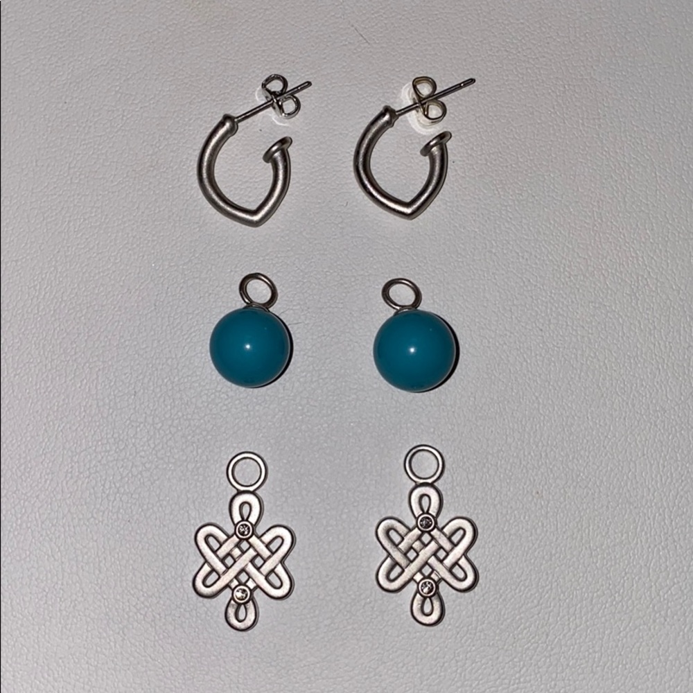 Small silver hoops with 2 sets of ‘charms’